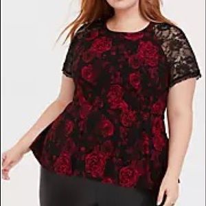 Torrid rose babydoll blouse